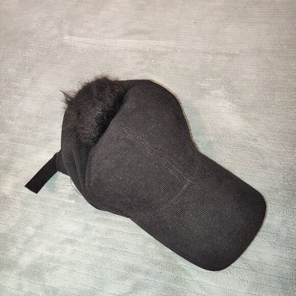 Faux Fur Pom Pom Baseball Cap - Picture 2 of 5